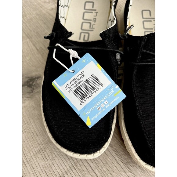 Hey Dude Shoes-Wendy Youth-Linen Black-size Y1-NEW! - Picture 3 of 6